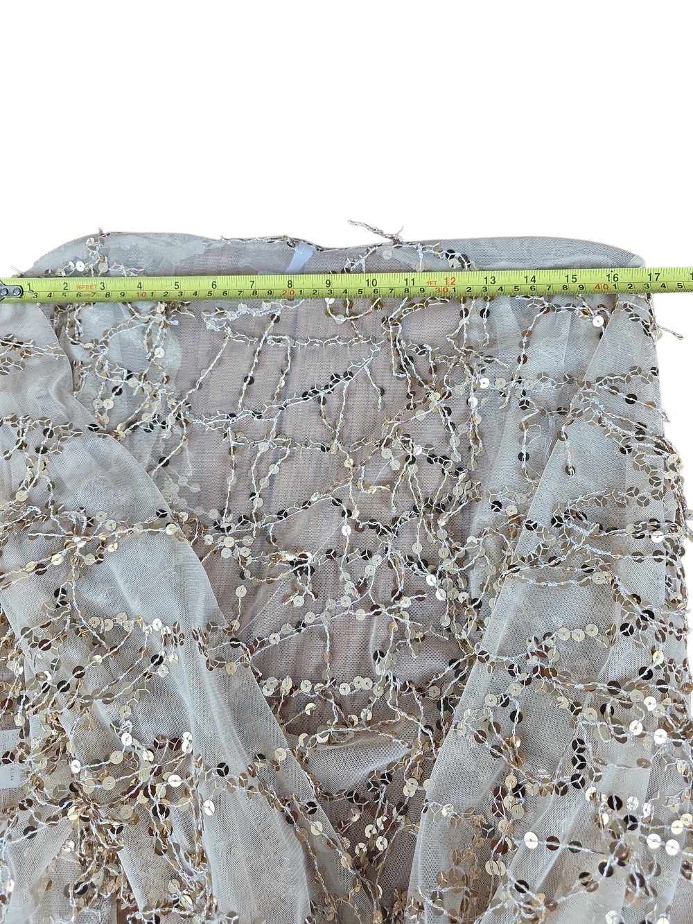 Oh Polly Champagne Sequin Tie-Front Shrug - Picture 9 of 11